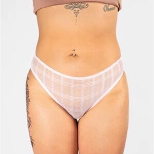 Knotty Knickers NEW Pink Lace Sheer Plaid Panties Full Underwear Bottoms Size XL